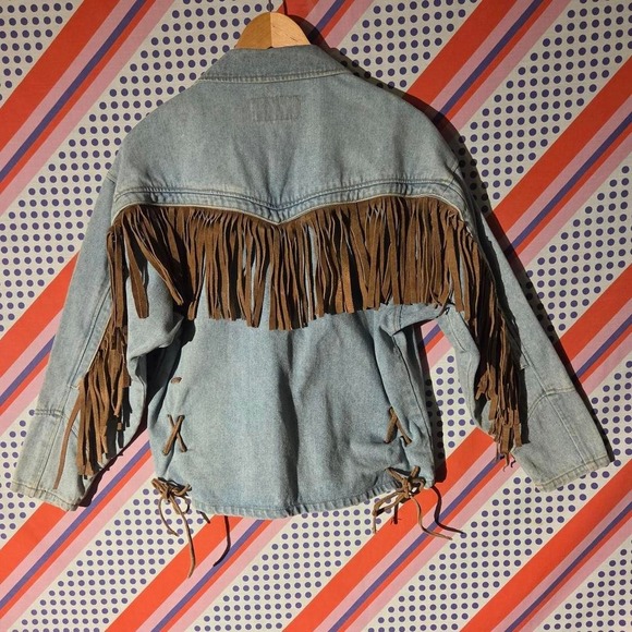Vintage 1980s denim frill jacket - Picture 3 of 6